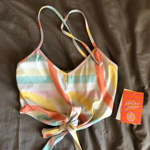 NWT rainbow tie top size small